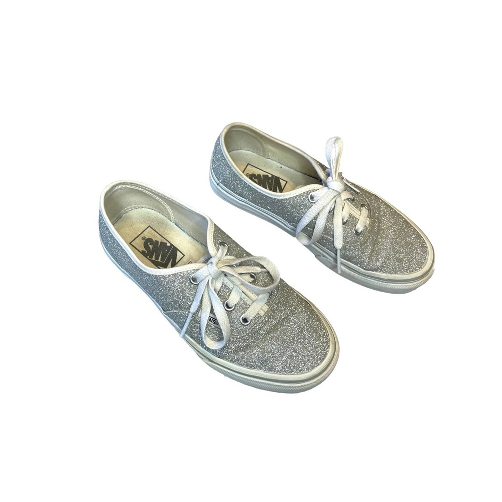 Vans Silver Sparkly Canvas Shoes Women’s size 6